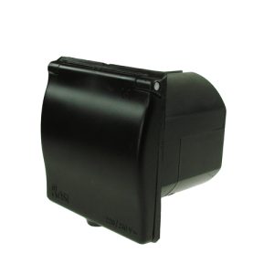 Flush Mount 3 Pin Male Site Inlet Plug Power Socket Caravan Motorhome Black